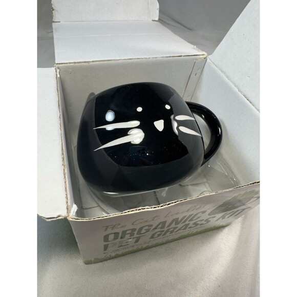 The Cat Ladies Organic Pet Cat Grass Growing Kit with Black Cat Mug Planter - Picture 8 of 9